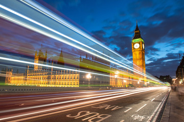 Wall Mural - Nocturne scene with Big Ben and House of Parliament behind light