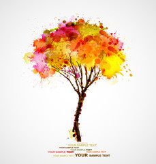 Aufkleber - autumn abstract tree forming by blots