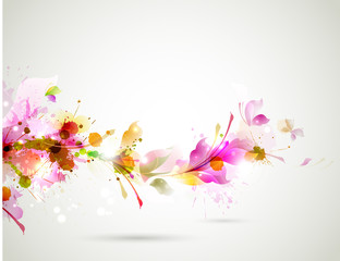 Fotomurales - Abstract background with branch of floral