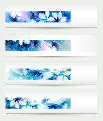 Set of four headers. Abstract blue artistic Backgrounds