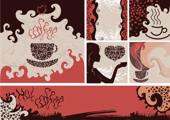 Set of coffee backgrounds