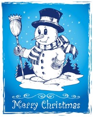 Poster - Winter snowman theme drawing 3