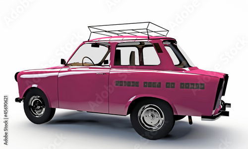 Naklejka - mata magnetyczna na lodówkę old pink car