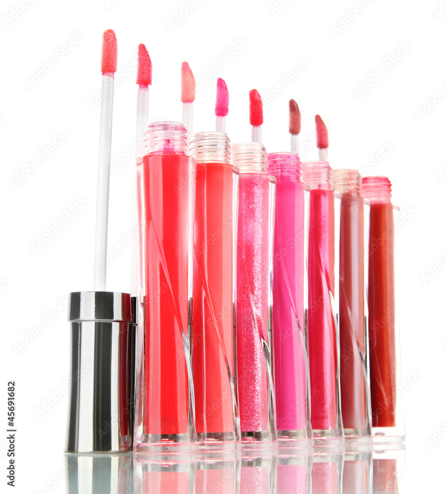 beautiful lip glosses, isolated on white