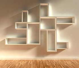 Wall Mural - 3d modern interior, empty shelf
