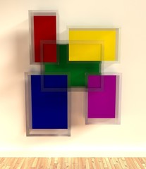 Wall Mural - 3d modern interior, empty shelf