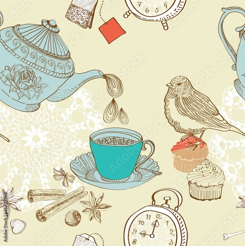 Naklejka na szybę vintage morning tea background