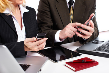 Aufkleber - Business people group working with laptop.