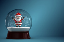 3D Render Of Snow Globe With Santa Claus