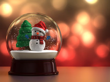 3d Render Of A Snow Globe With Snowman