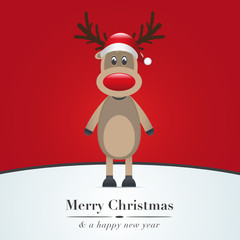 Poster - reindeer red nose background