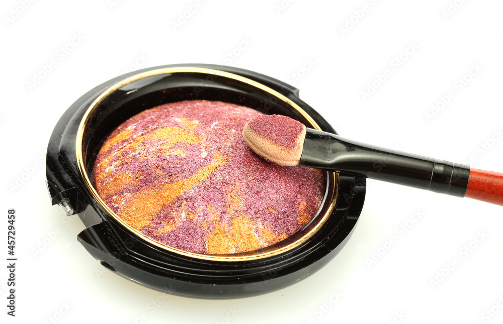 bright eye shadow and applicator, isolated on white