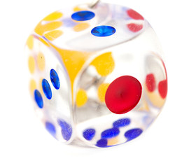 dice on a white background. macro