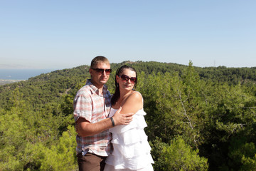 Couple posing outdoor