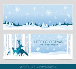 Wall Mural - Christmas banners with deers