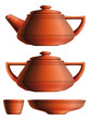 Set of ceramic teapot, sugar pot, cup and saucer. Eps10
