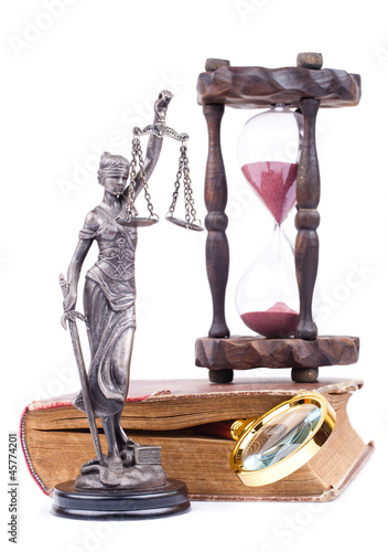 Nowoczesny obraz na płótnie Symbol prawa i sądu - temida i klepsydra