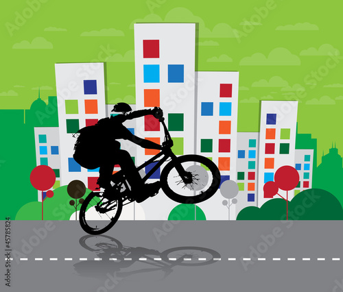 Obraz na płótnie canvas czteroczęściowy "tetraptyk" Rowerzysta BMX