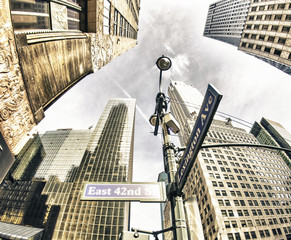 Wall Mural - Bottom-Up view of New York Skyscrapers