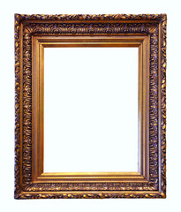 Wall Mural - old antique gold frame. Isolated over white background