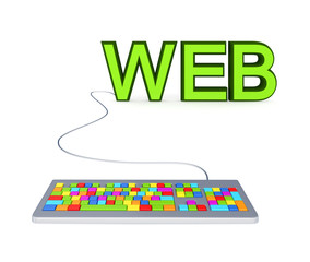 Sticker - Colorful PC keyboard and big green word WEB.