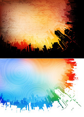 Canvas Print - abstract backgrounds with city silhouettes, eps10 vector