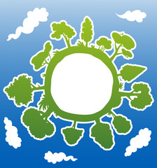 Sticker - Green planet with trees and atmosphere