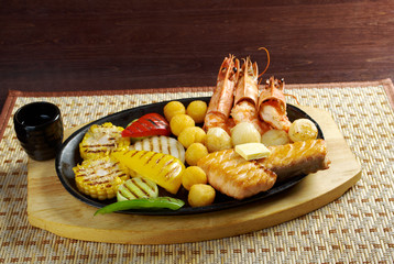 Poster - Salmon Steak with royal prawn