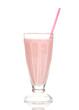 Pink milk shake isolated on white