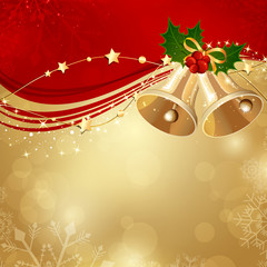 Vector Illustration of a Christmas Background with Two Bells