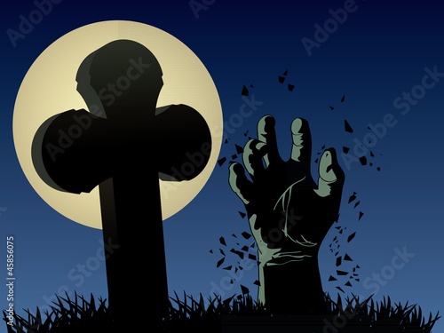 Fotoboard na płycie Ręka zombie wychodzi z grobu