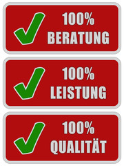 Canvas Print - 3 CB-Sticker rot oc 100% BERATUNG LEISTUNG QUALITÄT