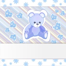 Blue Baby Shower Card With Teddy Bear