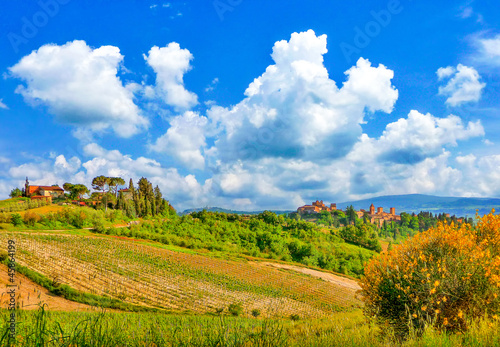 Tapeta ścienna Piękny krajobraz z miasta san gimignano w Toskanii, Włochy