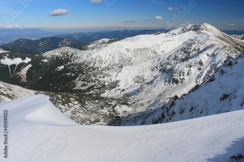 Board z aluminiowym obramowaniem Niskie Tatry we wczesnej zimie