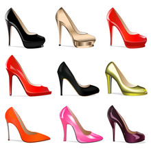 Set Of Women's Shoes With Heels