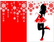 © elizaliv - Silhouette of the Snow Maiden, snowflakes background