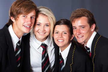 Wall Mural - group of happy high school students closeup portrait