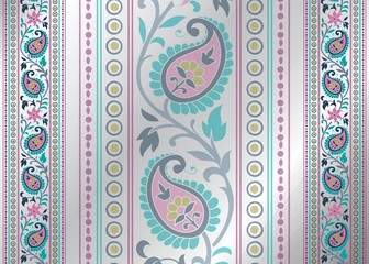 Wall Mural - colorful paisley floral pattern , wedding template , Rajasthan, India