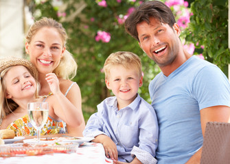 Wall Mural - Family Enjoying Meal outdoorss