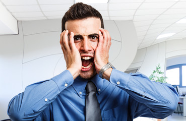 Wall Mural - Screaming businessman