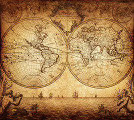 Fototapete - vintage map of the world 1733