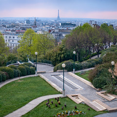 Vue de Paris depuis le parc de Belleville - France