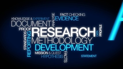 Wall Mural - research blue word tag cloud video animation