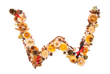 Letter "W" Made Of Christmas Spices