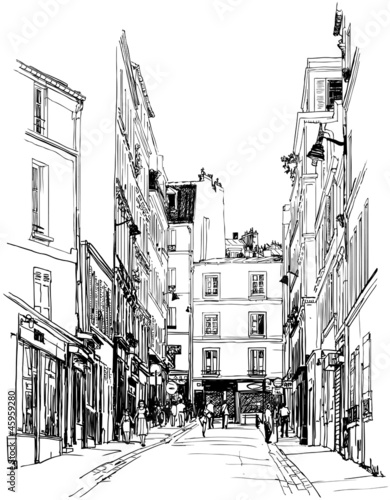 Obraz w ramie street near Montmartre in Paris