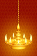 vector illustration of golden diya for Diwali festival