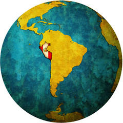 Wall Mural - peru flag on globe map