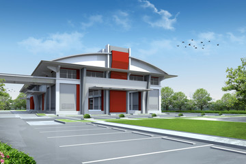 Wall Mural - 3d rendering of building