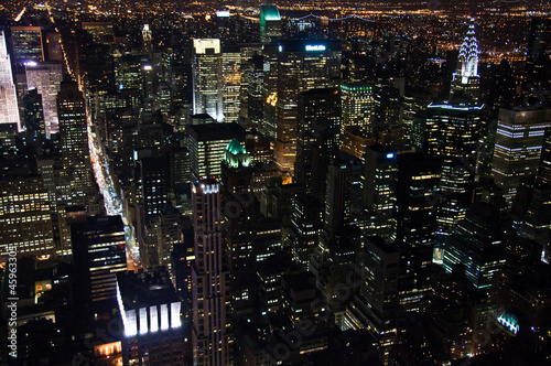 Plakat na papierze fotorealistycznym Manhattan nocy, z budynku imperium - Nowy Jork